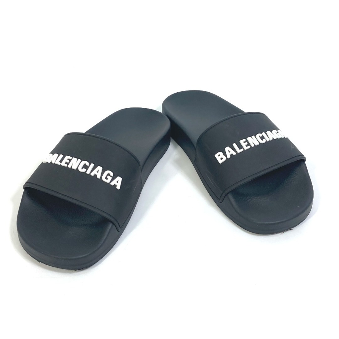 バレンシアガ BALENCIAGA 3D ロゴ 565826 フラット プールサンダル ペタンコ 靴 サンダル ラバー ブラック