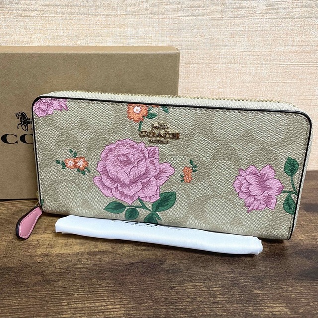 財布新品 COACH コーチ C2859 シグネチャー 薔薇 ローズ 花柄 長財布