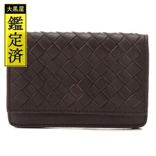 ボッテガヴェネタ(Bottega Veneta)のボテッガ・ヴェネタ　イントレチャート　名刺入れ　ダークブラウン　レザー【433】(名刺入れ/定期入れ)