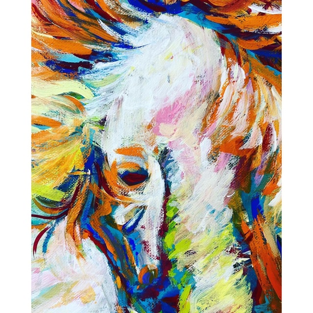 値下げ交渉OK!  horse  アクリル原画　 エンタメ/ホビーの美術品/アンティーク(絵画/タペストリー)の商品写真