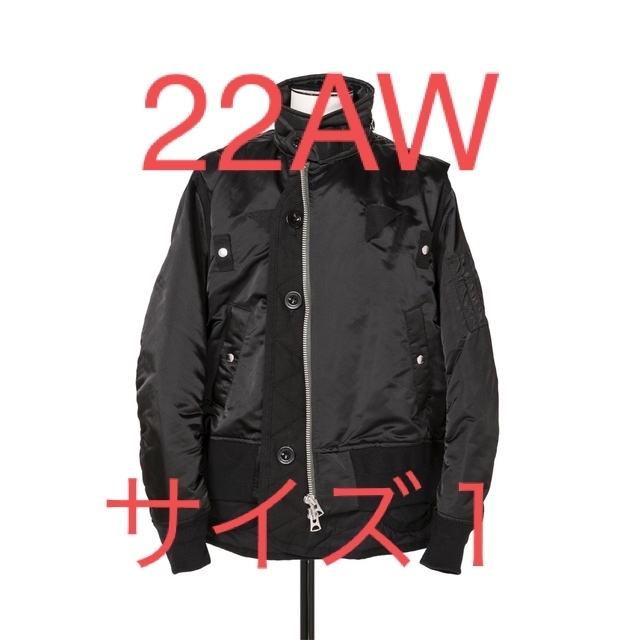 ブルー×レッド sacai☆22AW Nylon Twill Mix Blouson 黒サイズ1 | www