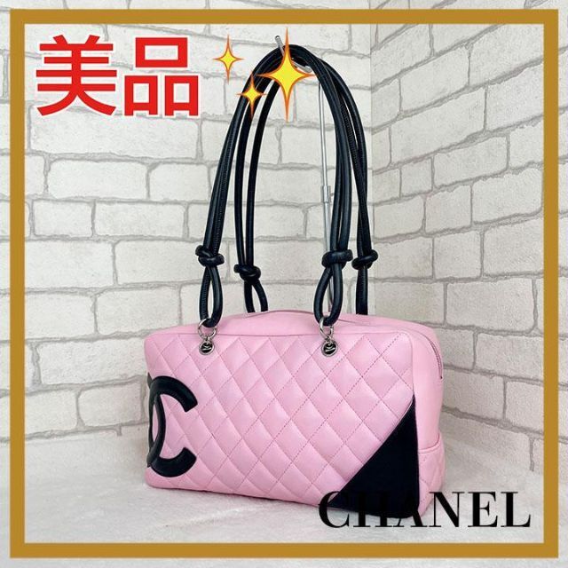 CHANEL - ✨美品✨ シャネル　カンボンライン　ボーリングバッグ　ピンク　ブラック
