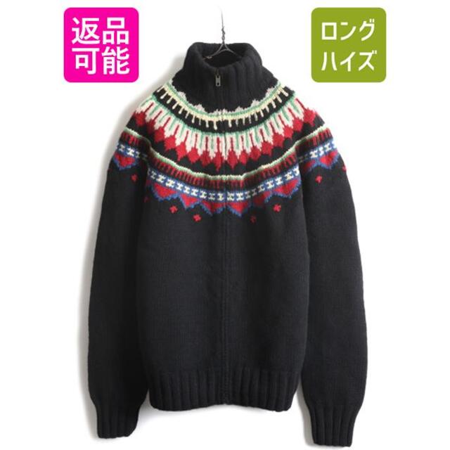 90s ラルフローレン ノルディック フルジップ ハンドニット セーター L
