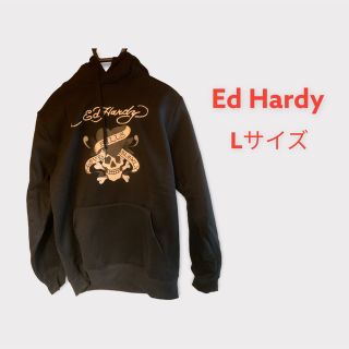 エドハーディー(Ed Hardy)のエドハーディー　  デカロゴ　プルオーバー　パーカー　ブラック Lサイズ(パーカー)