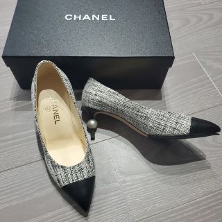 CHANEL■パールココマーク■シースルーカットワーク■フラットパンプス■美品