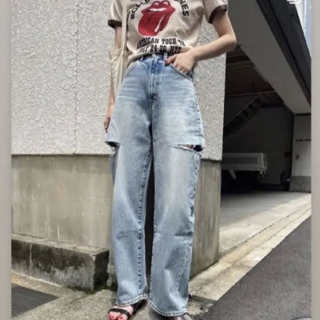 moussy THIGH SLIT LOOSE STRAIGHT