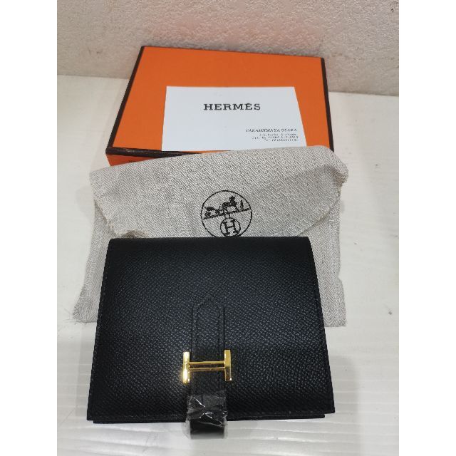 Hermes - エルメス 財布 ベアンコンパクト ブラック X刻印  黒