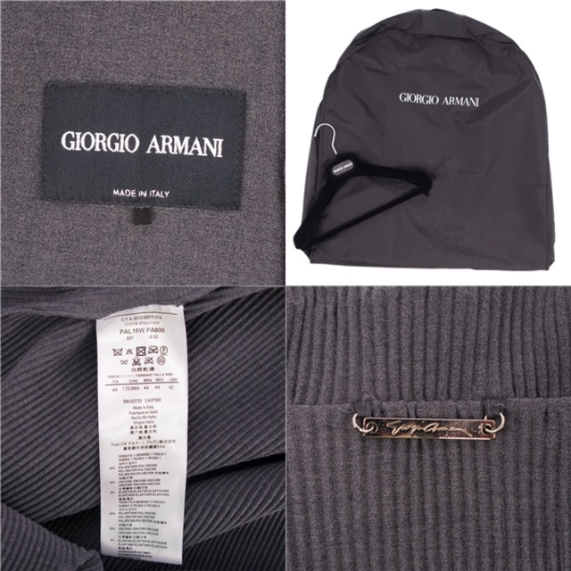 Giorgio Armani(ジョルジオアルマーニ)の極美品 ジョルジオアルマーニ GIORGIO ARMANI コート ベルト付き ロングコート プリーツ 無地 アウター メンズ 44(S相当) グレー メンズのジャケット/アウター(その他)の商品写真