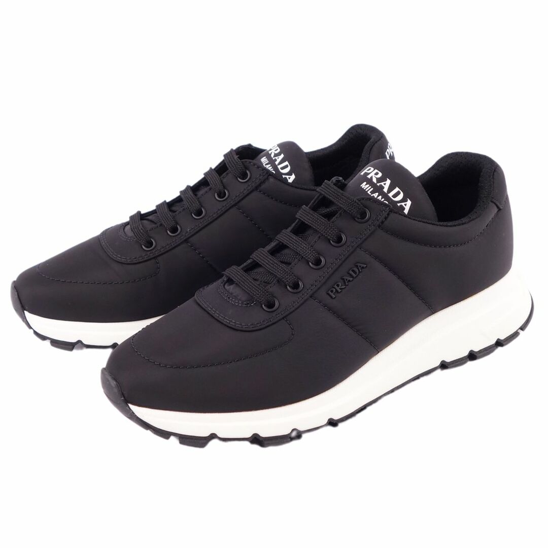 プラダ PRADA スニーカー ローカット レースアップ ナイロン ロゴ柄 シューズ メンズ 6.5(25.5cm相当) ブラック プラダ PRADA スニーカー ローカット レースアップ ナイロン ロゴ柄 シューズ メンズ 6.5(25.5cm相当) ブラック
