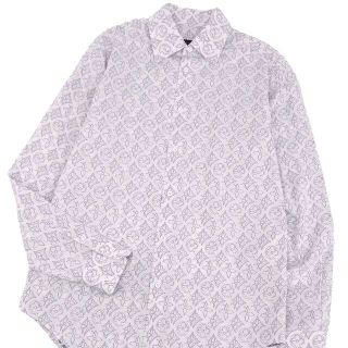 美品 ルイヴィトン LOUIS VUITTON シャツ 21AW モノグラムフラワー ジャガード 総柄 コットン メンズ 長袖 ロングスリーブ トップス L ホワイト/グレー