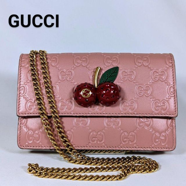 Gucci - グッチ 481291 グッチシマ チェリー ショルダーバッグ ピンク 日本限定