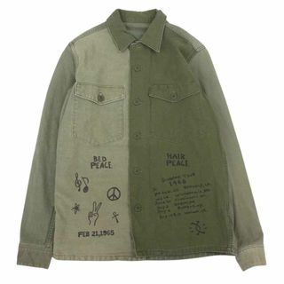 ソルトウォーターカーボーイ SALTWATER COWBOY ブラウス プリント ユーティリティ ミリタリー シャツ ジャケット 長袖 38【中古】(シャツ/ブラウス(長袖/七分))