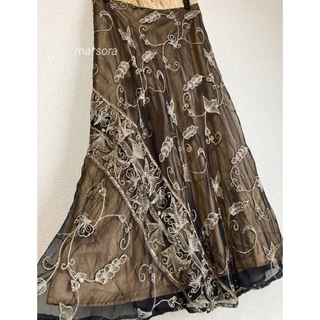 エディットフォールル(EDIT.FOR LULU)のvintage gold embroidery skirt (ロングスカート)