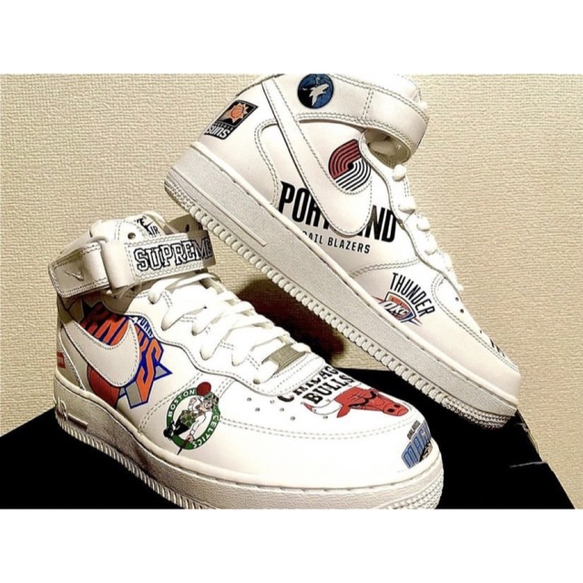 卸し売り購入 airforce1×NBA×supreme - NIKE mid 新品 26cm ホワイト