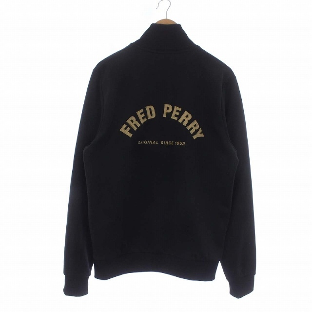 FRED PERRY(フレッドペリー)のFRED PERRY バックロゴ トラックジャケット ジャージ 刺繍 L 黒 メンズのジャケット/アウター(ブルゾン)の商品写真