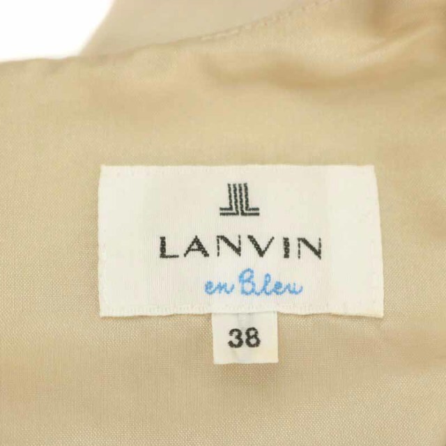 LANVIN en Bleu(ランバンオンブルー)のランバンオンブルー ワンピース ひざ丈 ノースリーブ 38 M ベージュ 黄緑 レディースのワンピース(ひざ丈ワンピース)の商品写真