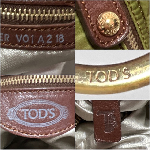 使いやすい！TOD’Sトッズ✨バック ショルダーバック グリーンブラウンナイロン