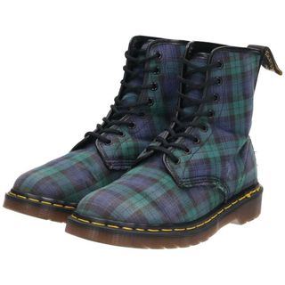 ドクターマーチン(Dr.Martens)の古着 ドクターマーチン Dr.Martens ブラックウォッチチェック 8ホールブーツ 英国製 UK6 レディース24.5cm /saa011066(ブーツ)