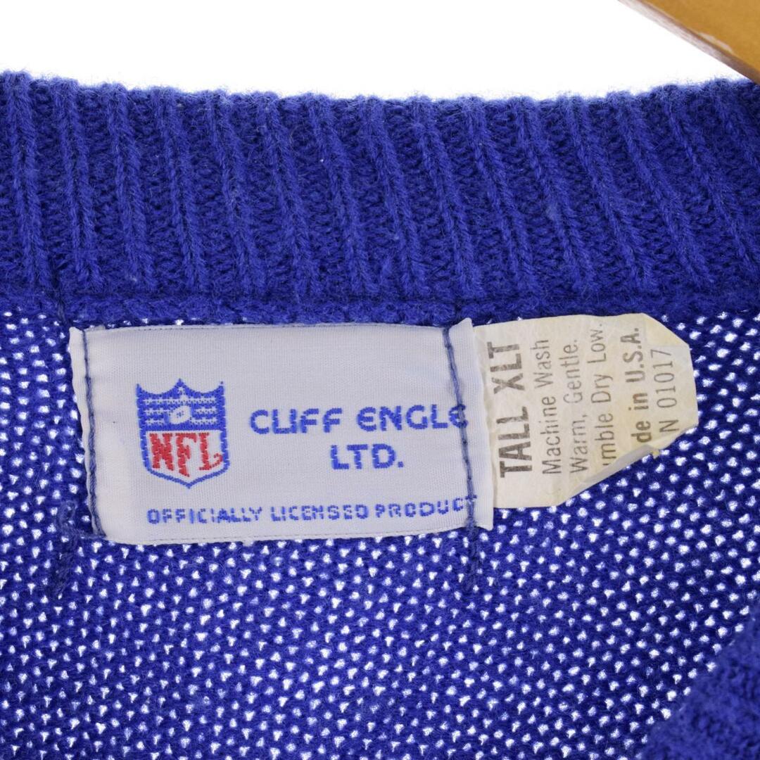 CLIFF ENGLE LTD NFL NewYorkGiants ニューヨークジャイアンツ アクリルニットセーター USA製 メンズXL /eaa309870ブルー系青色柄