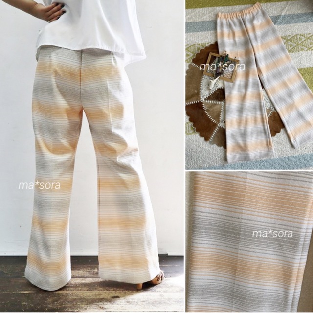 70s vintage ラメ ボーダー フレアパンツ 高い品質 jardinmagico.mx