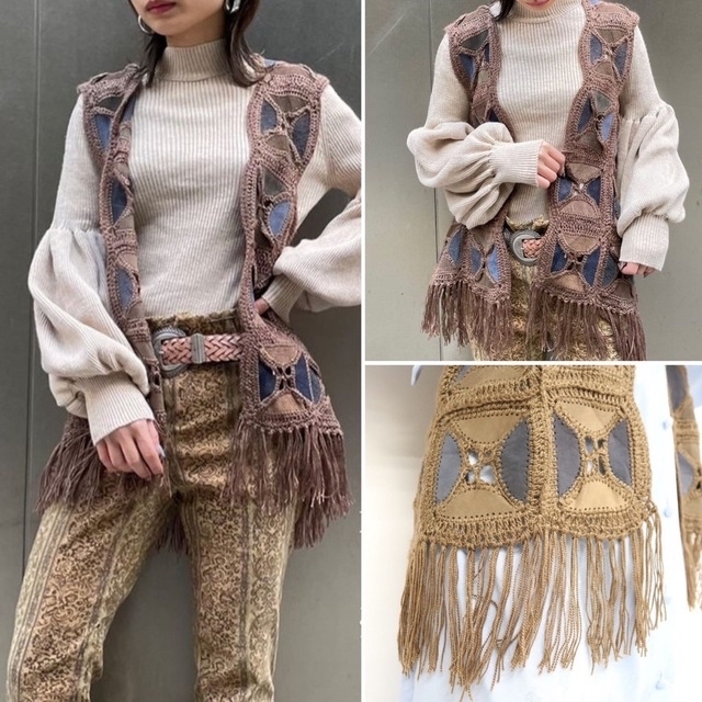 DEPT(デプト)のvintage leather fringe best gilet レディースのトップス(ベスト/ジレ)の商品写真