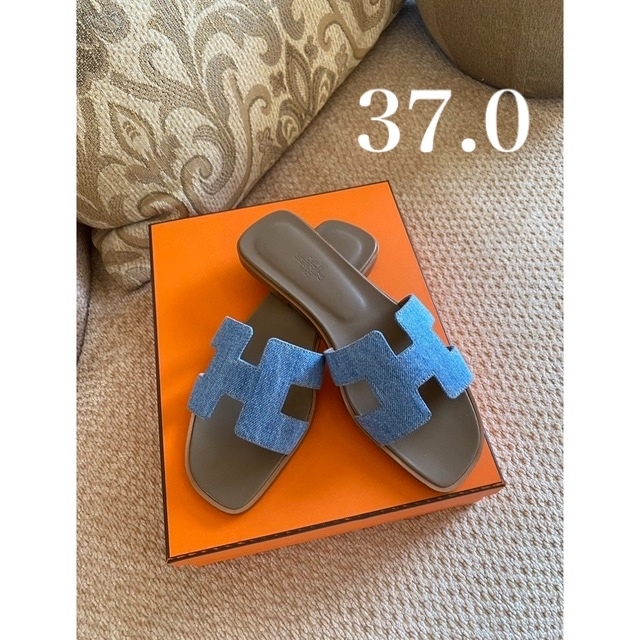 HERMES エルメス ヴォーエプソン オラン Hサンダル #37 1/2 ピンク gy-
