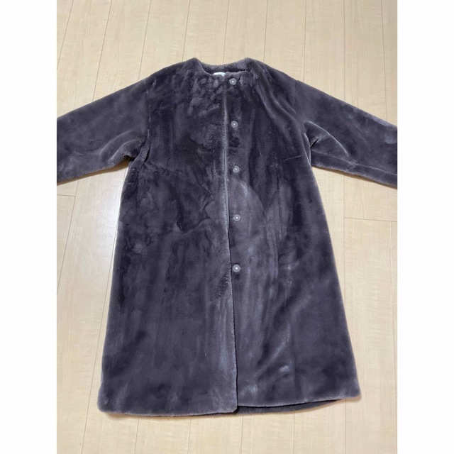 CLANE NO COLLAR LICO FUR COAT 茶色　1