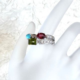 ブルガリ(BVLGARI)の美品 BVLGARI ブルガリ◆ アレグラ 2ロウ マルチカラー◆リング 指輪(リング(指輪))