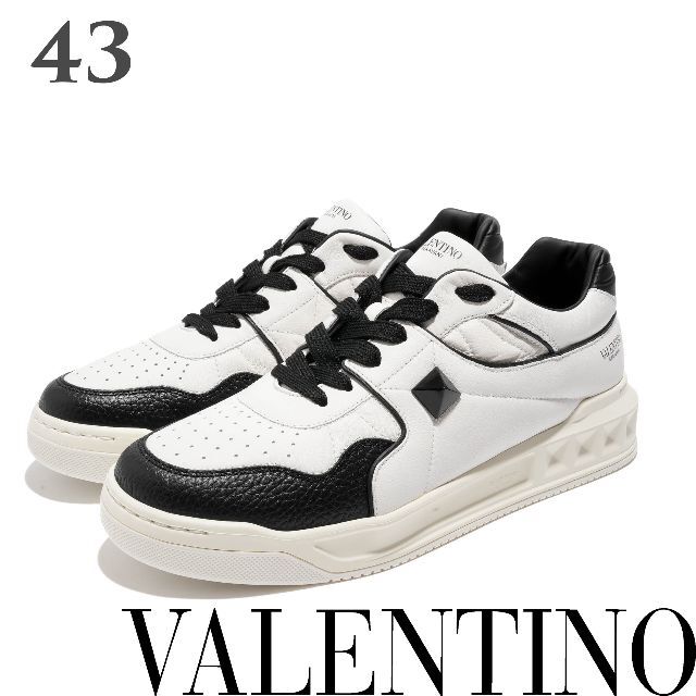 VALENTINO - 新品 Valentino ワンスタッズ ナッパレザー ロートップスニーカー