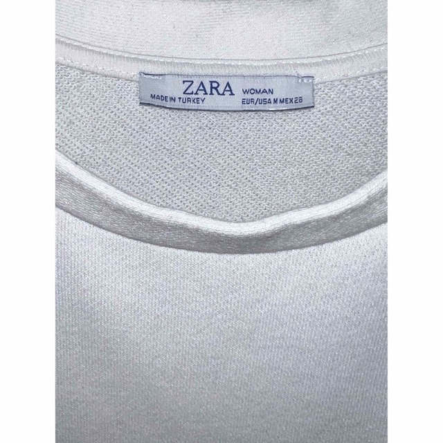 ZARA(ザラ)のZARA スウェット ニット トレーナー ホワイト ブラック 白 黒 M レディースのトップス(トレーナー/スウェット)の商品写真