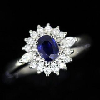 ロイヤルブルー サファイア 0.65ct ダイヤ 0.43ct リング AIGSの通販