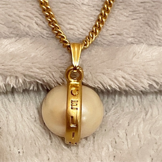 希少 CELINE セリーヌ パール ゴールド フレーム ネックレス チェーン
