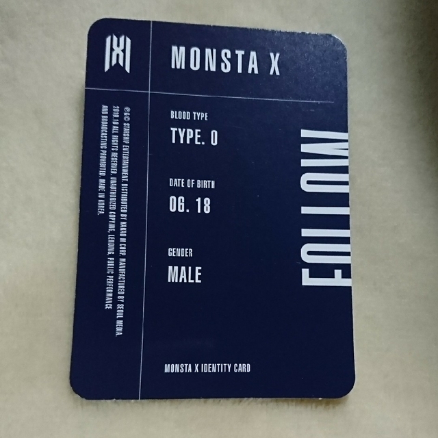 monsta x(モンスタエックス)のMONSTA X ショヌ トレカ エンタメ/ホビーのCD(K-POP/アジア)の商品写真