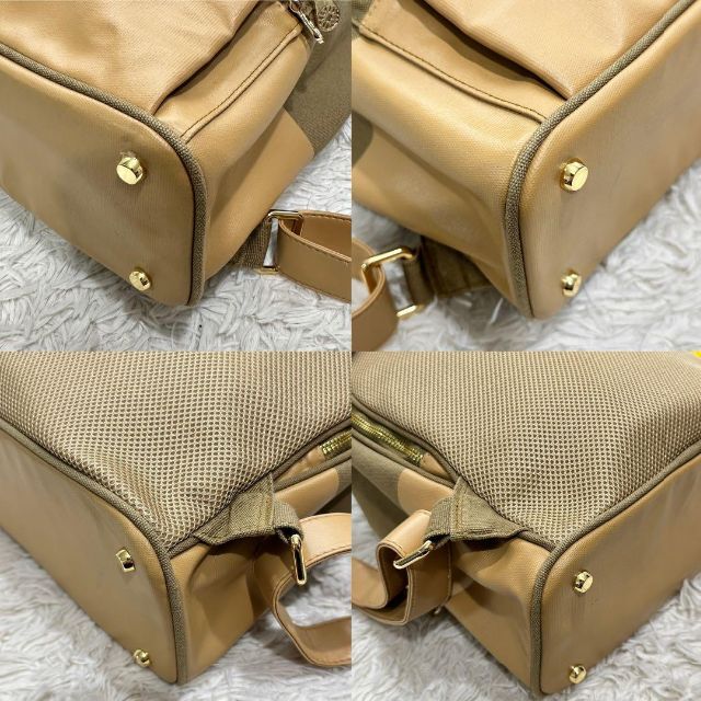 美品☆ムータ MUTA リュック デイバッグ ダブルファスナー カーキ ベージュ