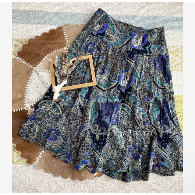 vintage ペイズリー × フラワー オリエンタル スカート
