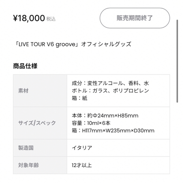 V6 - V6ライブツアーgrooveグッズ 香水 Remember you love新品の通販