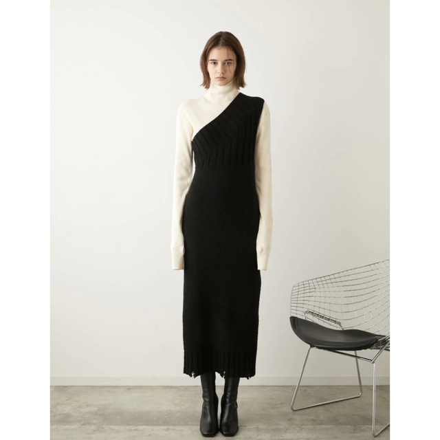 LA PEAU DE GEM asymmetry knit onepiece-