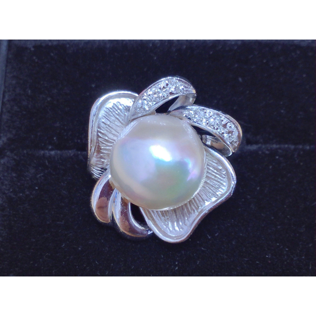 【未使用品】 【美品】プラチナ900 Pt900 真珠 ダイヤモンド 指輪 プラチナ製 リング リング(指輪)