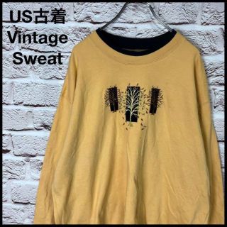 【US古着】トレーナー　スウェット　刺繍　US系　ゆるだぼ　アメカジ(スウェット)