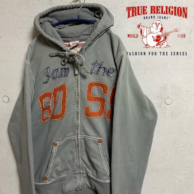 TRUERELIGION/トゥルーレリジョン　ジップパーカー　裏起毛　M