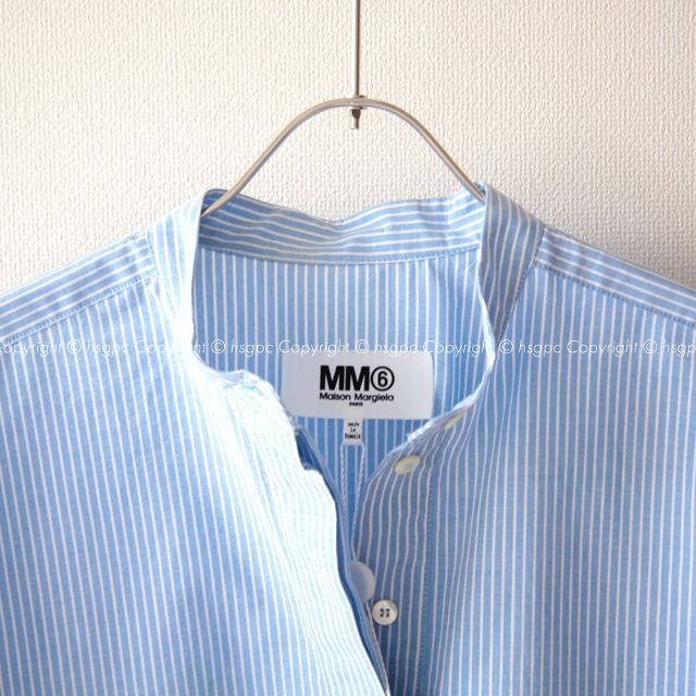 MM6(エムエムシックス)のMM6 ロゴ オーバーサイズ ストライプ シャツ ワンピース ブラウス レディースのワンピース(ロングワンピース/マキシワンピース)の商品写真