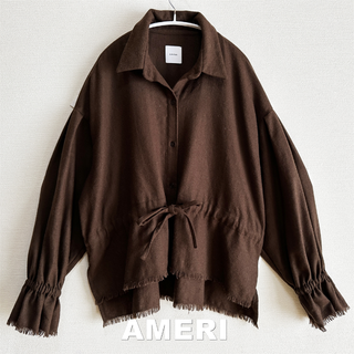 アメリヴィンテージ(Ameri VINTAGE)の【AMERI】アメリ カットオフフリンジ リボン ビックシャツ(シャツ/ブラウス(長袖/七分))