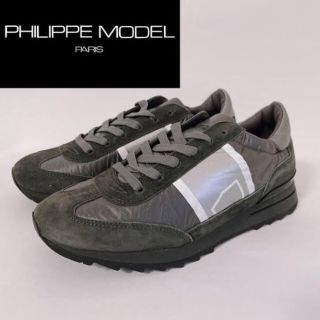 PHILIPPE MODEL - 【美品】フィリップモデル レザー スエード スニーカー　ブラック シルバー　37