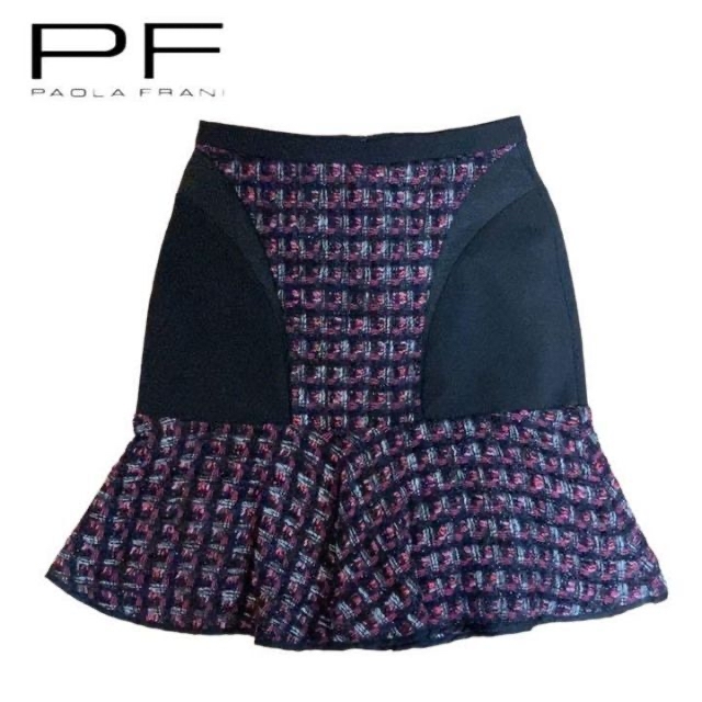PAOLA FRANI パオラフラーニ　スカート　黒　ピンク　ツイード