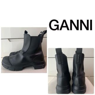 GANNI ブラック　リサイクルレザー　サイドゴアブーツ(ブーツ)