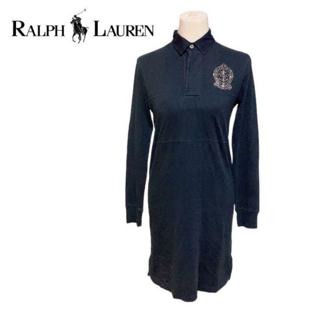 Ralph Lauren(ラルフローレン)のRALPH LAUREN ラルフローレン　ワンピース　ロング　ネイビー　紺 M レディースのワンピース(ロングワンピース/マキシワンピース)の商品写真