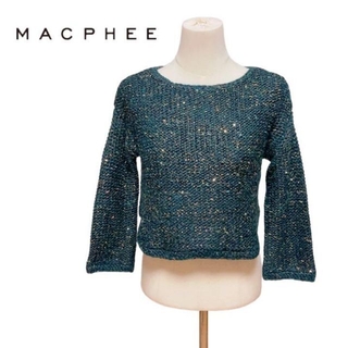 マカフィー(MACPHEE)のMACPHEE マカフィー　ニット　グリーン　緑　ショート　ラメ　金　1(ニット/セーター)