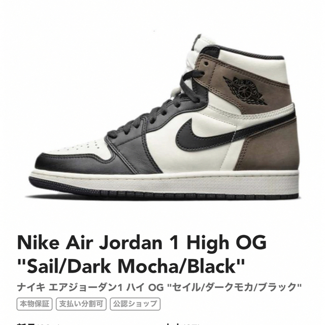 Nike AIR JORDAN 1 high og ダークモカ　27.5スニーカー