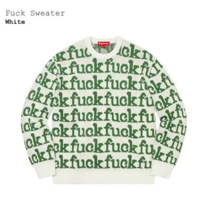 SUPREME シュプリーム 22SS Fuck Sweater ファック クルーネックニットセーター ホワイト/グリーン