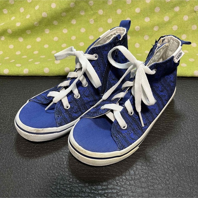 VANS(ヴァンズ)のバンズ ニット柄 ブルー ハイカットスニーカー 19cm キッズ/ベビー/マタニティのキッズ靴/シューズ(15cm~)(スニーカー)の商品写真